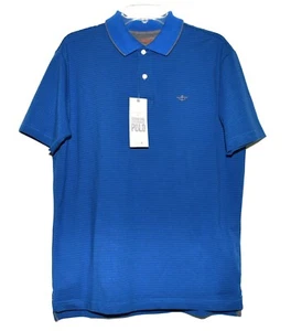 Dockers Polo Signature Performance Blue Striped Mens Stretch Shirt Size S NWT - Picture 1 of 9