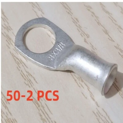 8AWG Tinned Copper Wire Lug Battery Cable Crimp Connectors 3/8" Ring Terminal US - Image 1 of 4