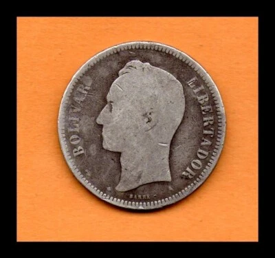 Rare Venezuela Coin 50 Centavos (5 Reales) 1876 Silver .835, 30mm, 12.5gr, Y#15 - Image 1 of 2