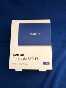 SAMSUNG T7 2TB PORTABLE EXTERNAL SSD - INDIGO BLUE (MU-PC2T0H/WW) - Picture 1 of 4