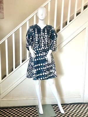 Vestido Envolvente Estampado de Cera Ankara Africano Largo Corto Bolsillos Hechos a Mano Ocasión Foto 1 de 4