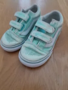 Vans Unisex Toddler Baby Trainers Shoes Size UK 7 Metallic Green Glitter - Picture 1 of 14