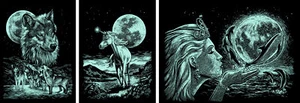 Imágenes de arañazos "luz de luna", plata, 3 motivos, 20 x 25,2 cm - Imagen 1 de 5