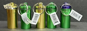 5 Set Aluminum Vial Pill Box Case Bottle Keychain Holder Container Waterproof - Picture 1 of 3