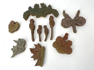 RARE 1932 Hawaiian Wood Carved Textile Printing Block Hand Made Stamp Set of 10 - Picture 1 of 9