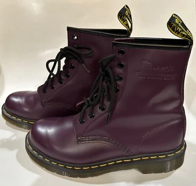 NEW Dr. Doc Martens 1460 AUBERGINE PURPLE Combat Boots 8 Eyelet US 8 UK 6 EU 39 - Image 1 of 4
