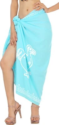 LA LEELA Women's Swimwear Sarong Wrap Long Cover ups One Size Sky, Bird - Image 1 of 3