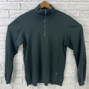 Ibex Men’s Medium 1/4 Zip Mock Neck Pullover Sweater Green 100% New Wool - Picture 1 of 5