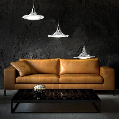 LED Soffitto Lampada Sospensione Cromo Acrilico Design Salotto Ess Camera Luce - Immagine 1 di 4