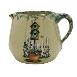 VTG Marshall Pottery Texas 2000 Birdhouse Floral Pitcher signed-Tony Hughington - Picture 1 of 9