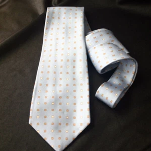 KITON Seidenkrawatte gelb weiß Blumen auf hellblau - Bild 1 von 3