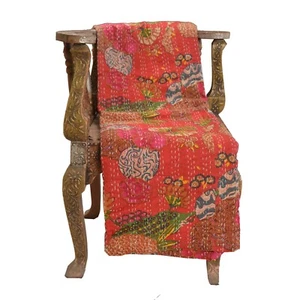 Sanskriti Hand Made Reversible Gudari Kantha Cotton Full Throw Bedspread - Picture 1 of 10