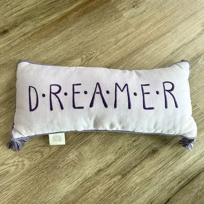 Purple Dreamer Decorative Throw Pillow Pottery Barn Kids 7x15” Girls Bedroom - Image 1 of 4