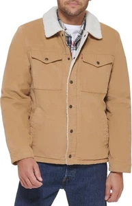 Levi's Big and Tall Men's 4XLT Corduroy Sherpa Lined Tan Trucker Jacket NWT - Picture 1 of 5
