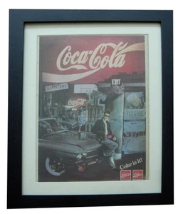 COCA COLA+Coke Is It+POSTER+AD+VINTAGE FRAMED RARE ORIGINAL 1987+FAST WORLD SHIP - Picture 1 of 7