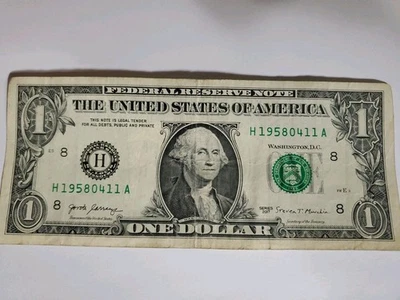 $1 Birthday Federal Reserve Note April 11th 1958 H19580411A - Image 1 of 3