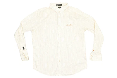 Camisa Sean John Para Hombre Blanca Naranja Rayas Abotonada Y2K Talla XXXL Foto 1 de 4