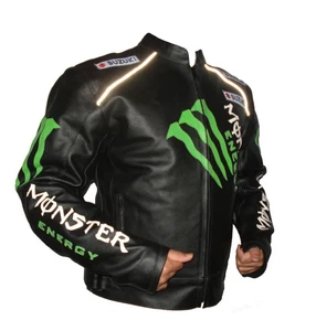 Suzuki Monster Energy Racing Jacket - Leather Motorcycle Biker Gear for Men - Picture 1 of 7