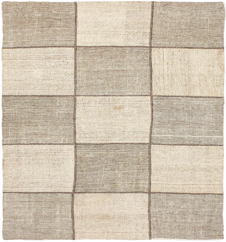 Traditional Vintage Hand Woven Oriental Carpet 4'0" x 6'7" Cotton Kilim Area Rug - Image 1 of 4