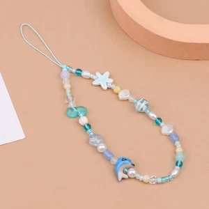 Y2K Summer Dolphin Beaded Phone Lanyard Lovely Mobile Phone Chain Keychain Gift - Picture 1 of 12