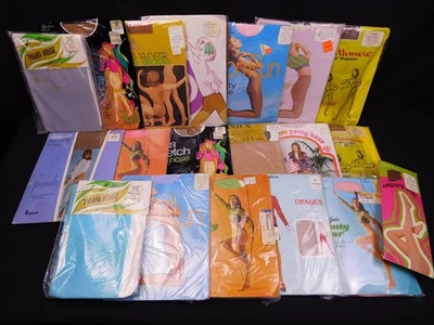 Lote de 19 paquetes de pantimedias de colección años 60 70 moda gay JC Penney Ellen Gale Worthmore Foto 1 de 4