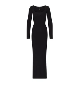 SKIMS SOFT LOUNGE LONG SLEEVE DRESS BLACK Onyx Small NWT NEW - Picture 1 of 1