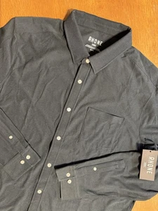 Camisa Rhone FMH XL Negra Manga Larga Abotonada Elastizada Absorbe Humedad Nueva con Etiquetas - Imagen 1 de 10