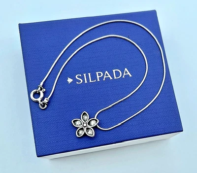 Collar Flor Pequeña Oxidada Plata Esterlina .925 Vintage Silpada, 15" N1276 Foto 1 de 4