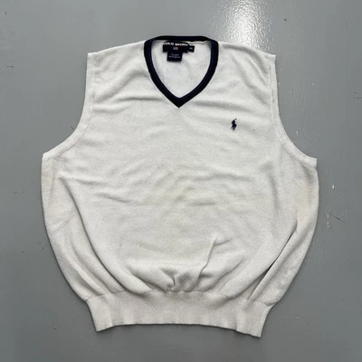Chaleco Suéter Deportivo Polo De Colección Años 90 Para Hombre Talla XL Marfil Preppy Golf Blanco Foto 1 de 4
