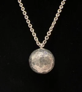 Ippolita Sterling Silver Hammered Ball Pendant Necklace 1/2" Diameter 7.3g - Picture 1 of 9