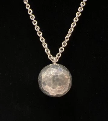Ippolita Sterling Silver Hammered Ball Pendant Necklace 1/2" Diameter 7.3g - Image 1 of 4