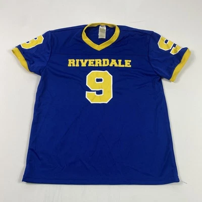 阿奇漫画里弗代尔足球球衣衬衫男式中号蓝色黄色9服装 — 第 1/4 张图片