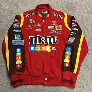 Chase Authentics Nascar Jacket Mens 2XL Kyle Busch M&M Red Snap Button Up - Picture 1 of 13