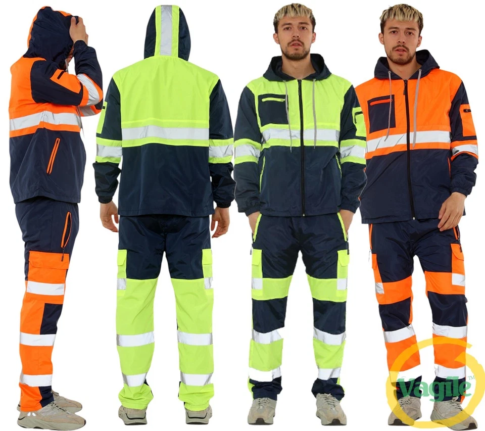 Hi Vis Waterproof Rain Suit 2-Piece Set – High Visibility Workwear Tracksuit - Image 1 of 1