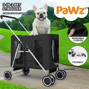 Pawz Large Pet Stroller Dog Cat Carrier Travel Pushchair Foldable Pram 4 Wheels - Picture 1 of 12