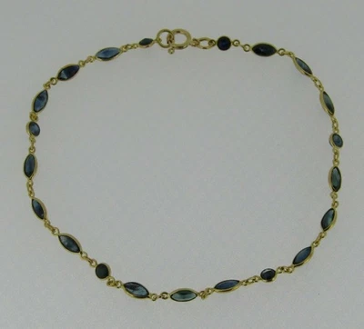 18k Yellow Gold Bezel Blue Sapphire By the Yard Link Tennis Bracelet 7.25” - Image 1 of 4