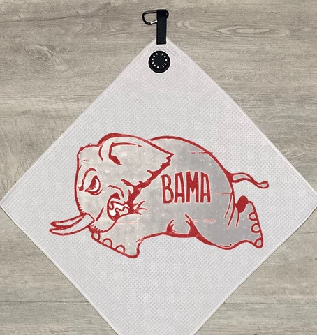 Alabama Crimson Tide  Magnetic Golf Towel, 15x15, with carabiner Cover