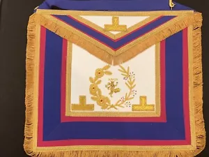 Mark Grand Full Dress Apron And Collar Made On Lamb Skin Junior Masonic Apron - Picture 1 of 11