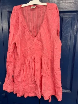 motherhood maternity blouse long sleeve with tank top size large v neck orange  - Image 1 of 4