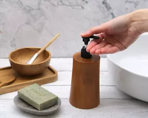 Natural Java Teak Wood Soap Dispensers, Spa Accessories, Classic Design - Picture 1 of 41