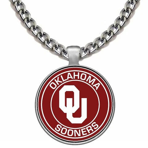 Large Oklahoma Sooners Mens Womens 24" Stainless Steel Chain Pendant Necklace D5 Cover