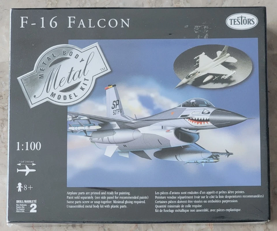 Vintage New 1999 Testors F-16 Falcon Metal Body Model Kit 1:100 Scale #5540 NIB - Image 1 of 4