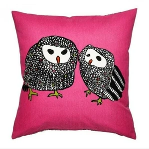 Ikea Gulorts Eule Kissenhülle rosa schwarz weiß Kissenbezug nur 20"x20" - Bild 1 von 11