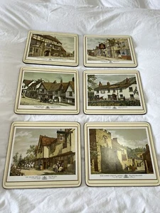 Pimpernel | 6 Old English Inns Cork Placemats Set Vintage | Small Tea Set - Picture 1 of 12