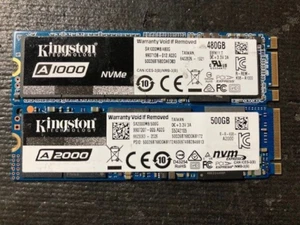 (Lot of 2) Kingston 500GB/480GB M.2 2280 NVMe SSD Excellent Health SA2000MB/500G - Picture 1 of 2