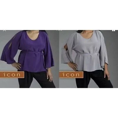 Lane Bryant Icon Collection Silk Purple Blouse Top Tunic Cold Shoulder Size 26 - Image 1 of 4