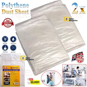 2pcs Polythene Dust Sheets Protector Cover Plastic Decorators Painting Furniture - Picture 1 of 21