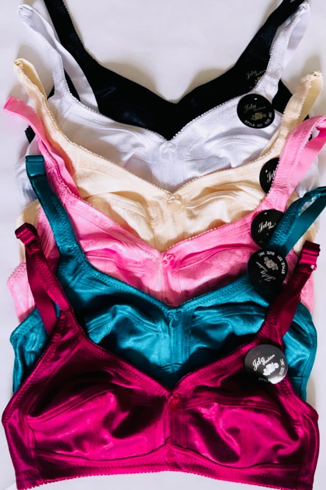 3 Pk Women Satin Full Coverage Comfort Unlined Wireless Wire Free Mama Bra B C D - Image 1 of 4