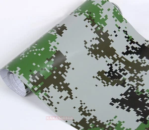 65FT Full Car SUV Wrap Digital Green Camouflage Camo Vinyl Sticker Flexible AX - Picture 1 of 6