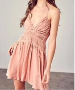 Mustard Seed Pink Spaghetti Strap Mini Dress Women’s Small F15 - Picture 1 of 17